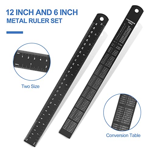 Architectural Scale Ruler with Straight Ruler, 12 Inches Imperial Measurements, Blcak Laser-Etched Aluminum Architect Triangular Ruler for Architects, Engineers, Architects, Students and Draftsman | Black, Laser-Etched Aluminum Architect Triangular Ruler