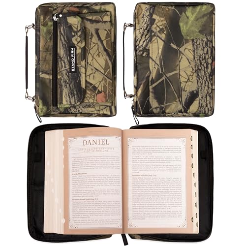 Christian Art Gifts Stand Firm Oak Moss Camo Poly-Canvas Organizer Bible Cover - 1 Corinthians 16:13, Medium - size: Medium