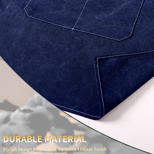 Tosewever Canvas Cross Back Chef Cotton Aprons for Men Women with Large Pockets - color: Blue