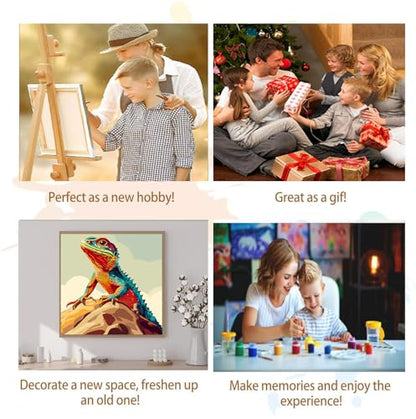 Artunion Framed Paint by Numbers Kit for Adults Beginners & Kids Ages 8-12,Lizard Paint by Number with Frame,Animal Paint by Numbers Kit on Canvas 10 * 10 Inch Without Easel - color: ZXT-393-F
