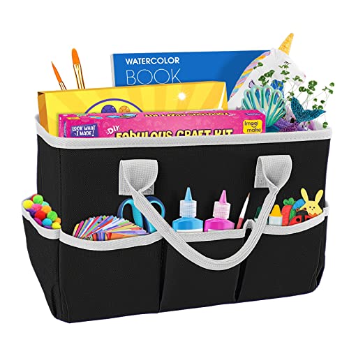 ZKOO Art Supply Storage Organizer Caddy, Craft Tote Bags With Pockets for Scrapbook Organization and Storage Supplies, Portable Office Organizer (Black, Small) - color: Black, size: Small