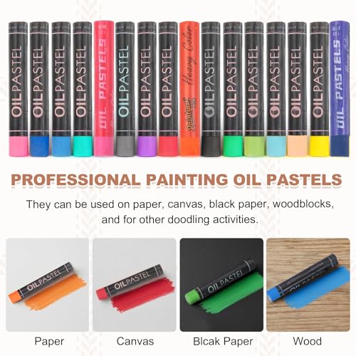 MECCANIXITY 6 PCS Oil Pastels, Soft Oil Chalk Pastels Crayons 11x70mm for Art Painting Drawing Blending, Color Crayons for Art Supplies Beginners, Yellow - color: Yellow