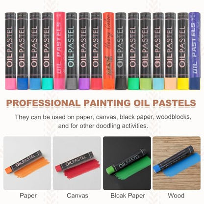MECCANIXITY 6 PCS Oil Pastels, Soft Oil Chalk Pastels Crayons 11x70mm for Art Painting Drawing Blending, Color Crayons for Art Supplies Beginners, Yellow - color: Yellow
