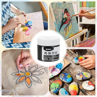 PATIKIL M&G Acrylic Paint, 3.38 Fl Oz(100ml) Matte Finish Rich Pigments Waterproof Art Painting Supplies for Fabric Canvas Wood Leather Stone Cloth, Black - color: Black