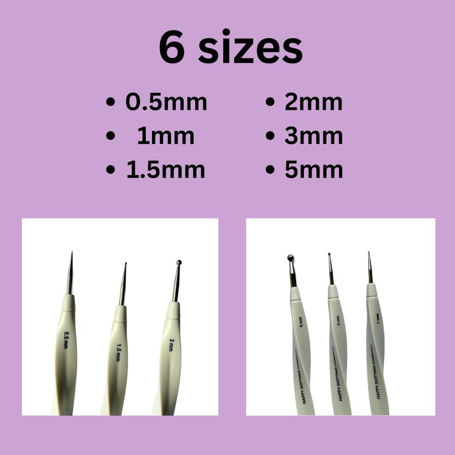 3 pc Stylus Set with Size Numbers - Dotting Tools - Happy Dotting Company - Dot Mandala Art - Very fine Stylus 0.5 to 5mm