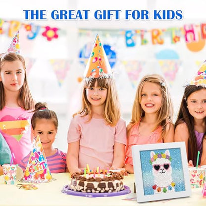 Leixonl Diamond Art Kits for Kids with Framed (7 in) Cartoon Animals DIY Gem Art Painting - Arts & Crafts Gifts for Beginners & Teens (1p-6-in-Alpaca) - color: Alpaca