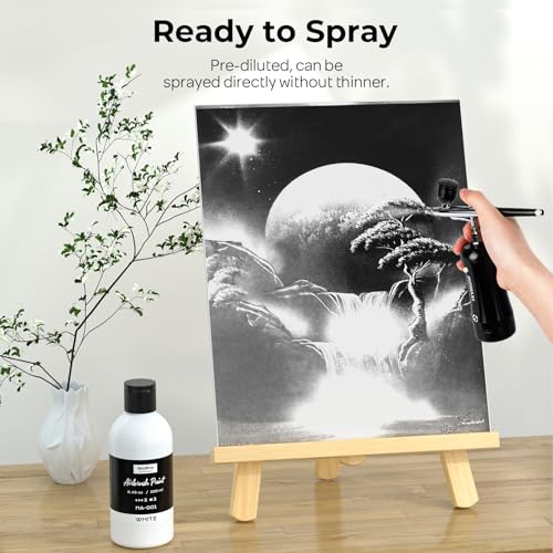 Nicpro White Large Airbrush Paint 8.45oz Ready to Spray Opaque Water-Based | Acrylic Air Brush Paints for Model, Wood, Canvas, Metal, Plastic, Leather, for Beginners & Artists - color: White