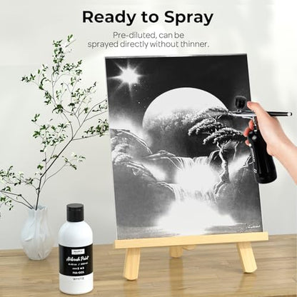 Nicpro White Large Airbrush Paint 8.45oz Ready to Spray Opaque Water-Based | Acrylic Air Brush Paints for Model, Wood, Canvas, Metal, Plastic, Leather, for Beginners & Artists - color: White