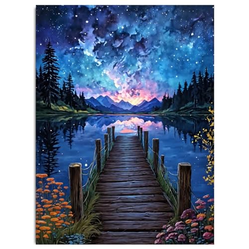 HITO Starry Sky Diamond Painting Kits for Adults Landscape Diamond Art Kits | Gem Art Kits for Adult for Gift Home Wall Decor 12x16 Inch - color: G9529