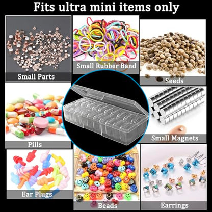 DUOFIRE Bead Organizer 20 Clear Plastic Bead Storage Containers Hinged Lids - size: 20 Grids | 1 Pack
