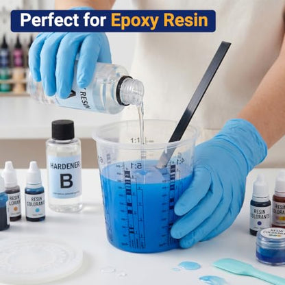 12 Pack 19oz 570ml Clear Plastic Paint Mixing Cups with 12 Stir Sticks - Disposable Graduated Measuring Cups for Paint, Resin & Epoxy with ML Scale & 3-Column Ratios (1:1-7:1) for DIY Crafts - size: 19oz / 570ml