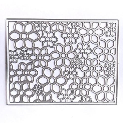 3D Frame Cutting Dies Background Dies Cut Grid Flowers Metal Stencils for Card Making Album Arts DIY Craft Embossing Template Scrapbooking Album Decor (Covered with Flowers-14x10.9cm) - style: Flowers Frame