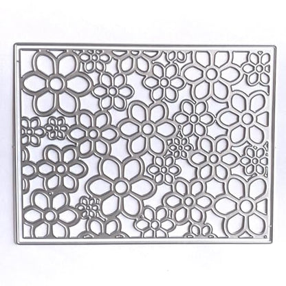 3D Frame Cutting Dies Background Dies Cut Grid Flowers Metal Stencils for Card Making Album Arts DIY Craft Embossing Template Scrapbooking Album Decor (Covered with Flowers-14x10.9cm) - style: Flowers Frame
