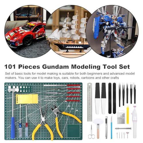 Fippy 101PCS Gundam Model Tools Kit, Hobby Building Tools Kit for Gundam Basic Model Assembling, Building and Repairing - style: Set C