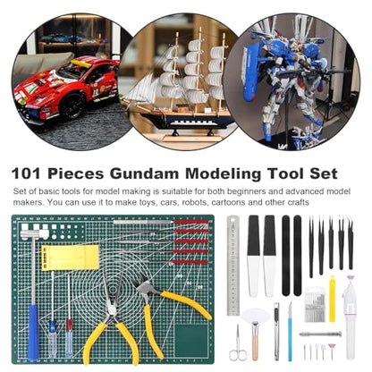 Fippy 101PCS Gundam Model Tools Kit, Hobby Building Tools Kit for Gundam Basic Model Assembling, Building and Repairing - style: Set C