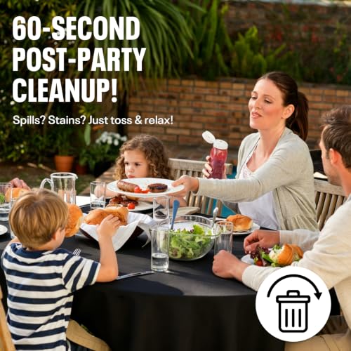 54IN X 600FT Plastic Table Cover Roll with Cutter Box, Cut to Size Plastic Table Cloths for Parties, Birthday, (Black, 54"x7680"(Rectangular)) - color: Black, size: 7680" x 54" (Rectangular)