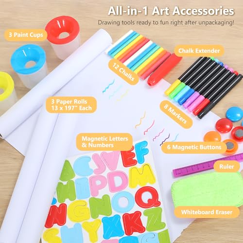 Kinder King Adjustable Wooden Kids Art Easel, Art Supplies, Storage (Pink) - color: Pink