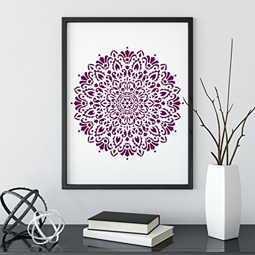Harmony Mandala Stencil Template - Reusable Stencil for Painting Mandala Designs - 46" Diameter - size: 46" Diameter Half