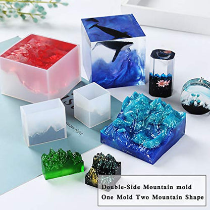 3Pcs Mountain Resin Molds,Iceberg Silicone Molds for Epoxy Resin,Micro Landscape Casting Molds DIY Polymer Clay Craft,Paperweight
