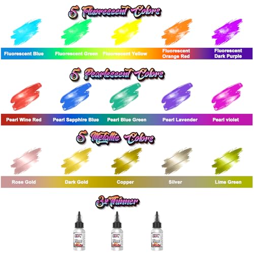 Airbrush Paint, 45 Colors Air Brush Painting Set with 3 Airbrush Thinners, Ready to Spray, Water-Based Acrylic Air Brush Paint for Plastic Models, Metal, Canvas, Wood - 48 Bottles - color: 45 Colors