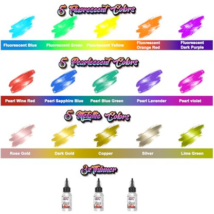 Airbrush Paint, 45 Colors Air Brush Painting Set with 3 Airbrush Thinners, Ready to Spray, Water-Based Acrylic Air Brush Paint for Plastic Models, Metal, Canvas, Wood - 48 Bottles - color: 45 Colors