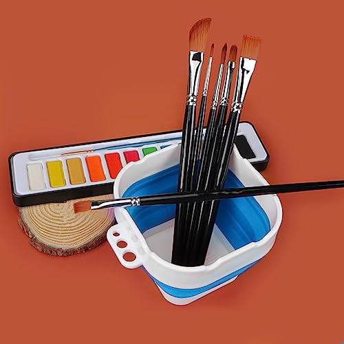 Paint Brush Washer,Collapsible Portable Silicone Paint Brush Washing Bucket Painting Brush Cleaning Water Cup Paint Brush Basin Cleaner for Acrylic Watercolor Painting (Blue) - color: Blue