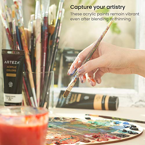 ARTEZA Acrylic Paint Set of 14 Colors, 4.06 Ounce Tubes, Non- Acrylic Artist Paints. Art Supplies for Painting - style: 14 Pack