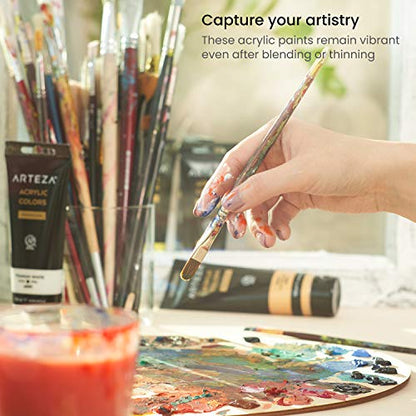 ARTEZA Acrylic Paint Set of 14 Colors, 4.06 Ounce Tubes, Non- Acrylic Artist Paints. Art Supplies for Painting - style: 14 Pack