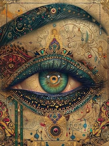 RYMILIE Diamond Art Kits for Adults Vintage Eyes 12x16inch | 5D Ancient Mural Diamond Art Painting Kit for Beginners, DIY Full Round Drill Gem Art Crafts for Home Wall Decor Gift - color: DP00937