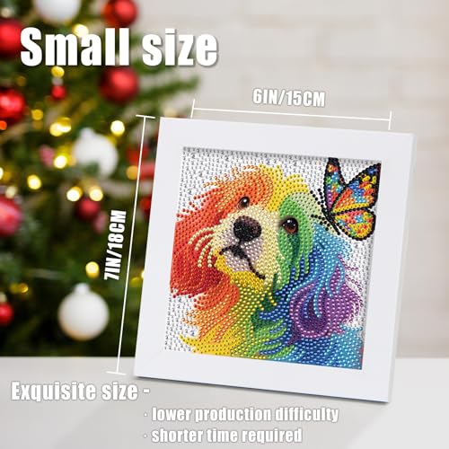 geesfayan Diamond Art Kits for Kids,6 Inch DIY Gem Art Painting with 7 Inch Frame, Complete Starter Kit for Beginners, Creative Arts & Crafts Gift for Girls & Boys (Butterfly Dog) - color: Butterfly Dog