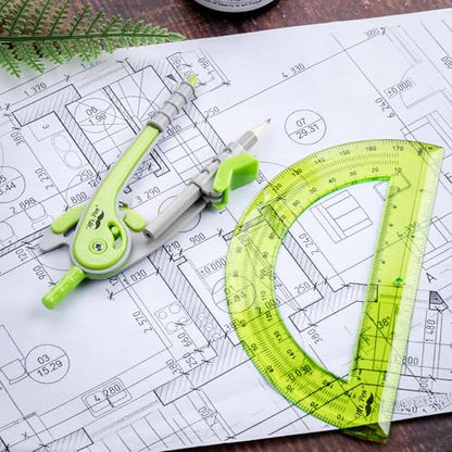 Mr. Pen- Geometry Compass and Protractor Set, 6 Inch Compass - color: Light Green, size: 1 Set