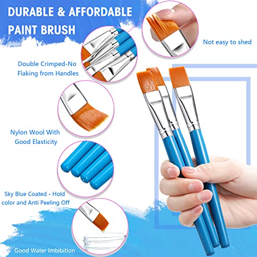 Zonon 10 Pcs 3/4 Inch Flat Paint Brushes Acrylic Painting Craft,Blue - color: Sky Blue