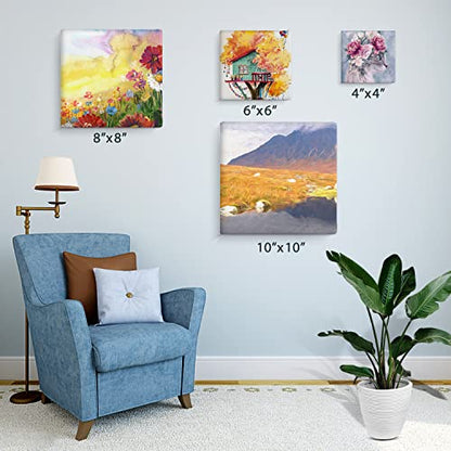 4 Packs Square Canvases for Painting with 4"x 4", 6"x 6", 8"x 8", 10"x 10", Painting Canvas for Oil & Acrylic Paint - size: 4 Packs - 4 Sizes (4x4 6x6 8x8 10x10)