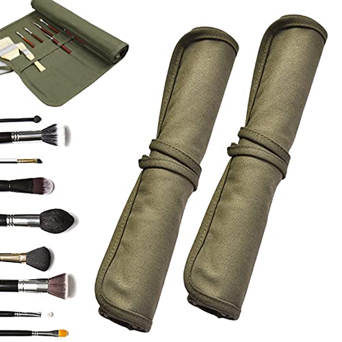 2 sets Paint Brush Holder, 22 Slots Paint Brush Storage for Acrylic Oil Watercolor Gouache Artist Paint Brush Roll Canvas Pouch, Holds 100 brushes