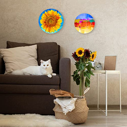 Geelin 6 Pcs Unfinished Round Wood Canvas Panels for Painting 8 Inch/12 Inch Circle Wood Panels Round Cradled Wooden Board Tray for Christmas DIY Gifts Oil Pouring Art Crafts Acrylics Painting
