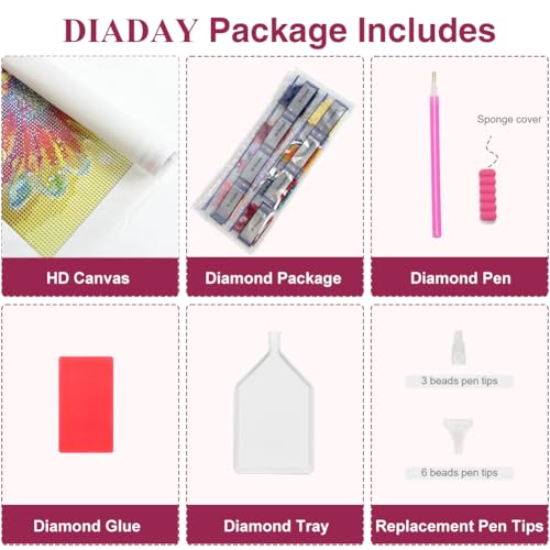 DIADAY 5D Diamond Painting Kits for Adults Waterfall Landscape, Diamond Art Kits for Adults, Full Drill Round Gem DIY Arts and Crafts Home Wall Decor Gift 12 x 12 Inches
