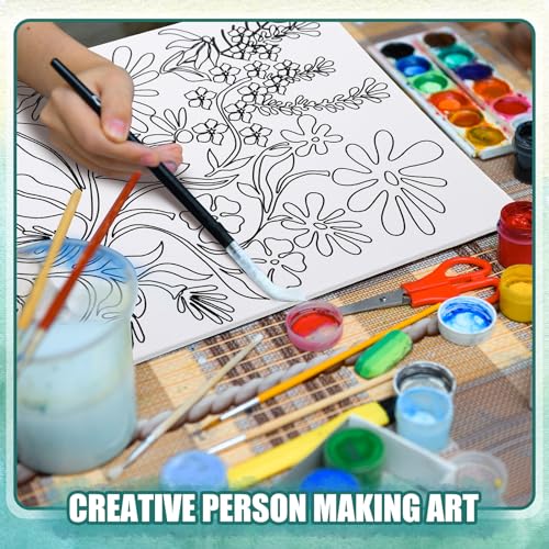 Sherr 20 Pcs Pre Drawn Canvas Floral Art for Painting for Adults | Bulk 8" x 10" Pre Stretched Outline Painting Boards Vibrant Botanical for Beginners Students, Party Favor - style: Floral