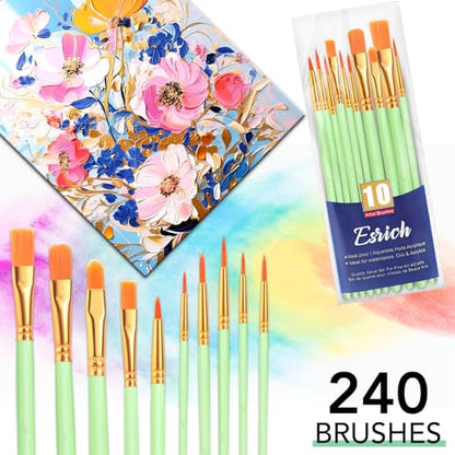 ESRICH 240PCS Paint Brushes, Paint Brush for Acrylic Painting - color: Green, size: 240