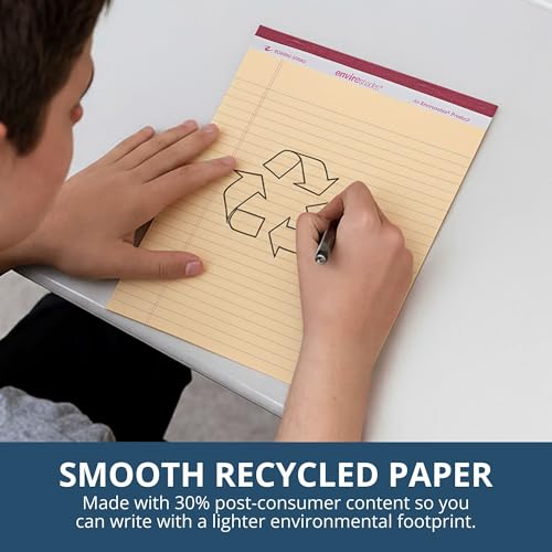 ROARING SPRING Enviroshades Ivory Legal Pads, 3 Pack, Legal Ruled Recycled Colored Writing Note Pads, 8.5" x 11", 50 Sheets, Perforated Paper, Made in USA, Memo Pad For School & Office - color: Ivory, style: 3 Pack