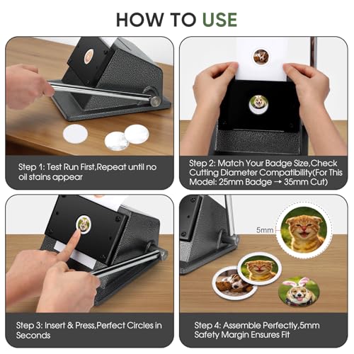 1.38''/35mm Paper Button Cutter for Making 1''/25mm Badges | Round Metal Graphic Die Cutter for DIY Badges Crafts Keychains Cardstock Photo Paper - size: 35mm Graphic Cutter