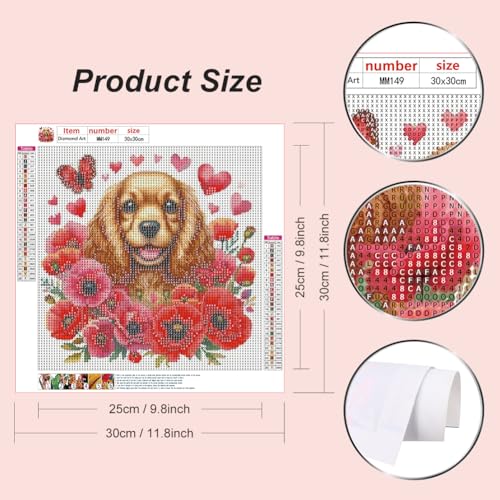 WSLWXSHM Diamond Painting Kits for Adults Dog, Animal Round Full Drill Diamond Art Kits, 5D DIY Paint with Diamonds Crafts for Home Wall Decoration Gifts 12×12Inch - color: Dog E