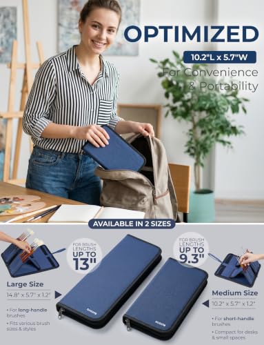 DUGATO Short Brush Holder & Organizer, Canvas Case 5.4 x 10.7 in, Blue - color: Blue, size: Medium 5.4x10.7 inches