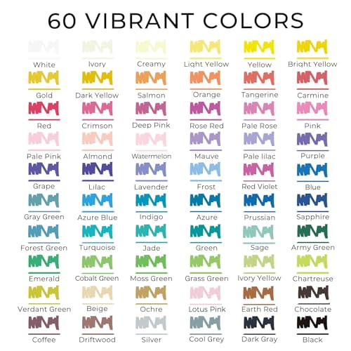 Artecho Acrylic Paint Markers 60 Colors with Bag（ Brush Tip and Fine Tip ） - color: 60 Colors