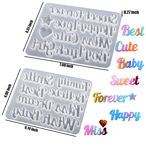 ZQYSIING Alphabet Resin Molds, Set of 2 Blessing Alphabet Keychain Molds - color: 2PCS Blessing Letter Molds