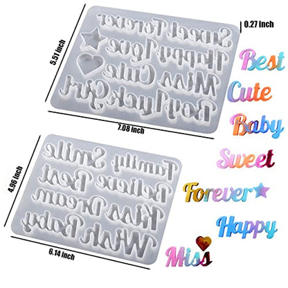 ZQYSIING Alphabet Resin Molds, Set of 2 Blessing Alphabet Keychain Molds - color: 2PCS Blessing Letter Molds