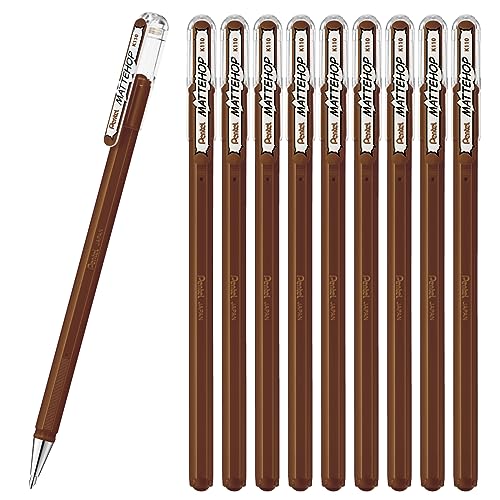 Pentel Color Ballpoint Pen, Matte Hop, Brown, 10 Pens K110-VE - color: Braun