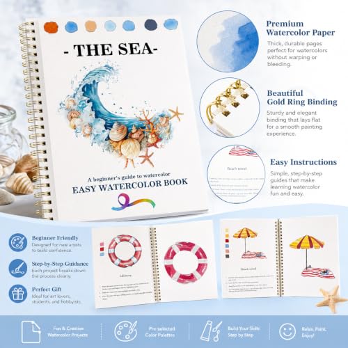 Watercolor Workbooks Coloring Book Beginner Friendly Painting Kit | Easy Nature Scenes Paint Set Art Crafts for Creative Exploration Gift for Adults (Animals, with Palette) - color: The Fall, size: with Palette