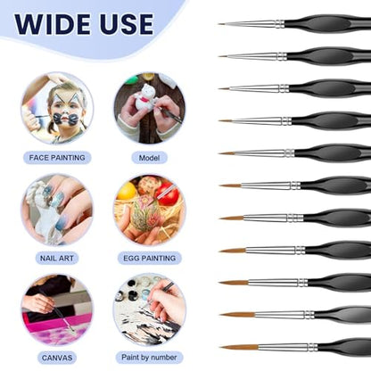 11 Pcs Detail Paint Brushes with Triangular Handles, Paint by Numbers | Paint Brushe for Acrylic Painting, Art, Model, Face, Citadel, Figurine, Watercolor, Oil, Paint by Numbers Kit for Adults - color: Black