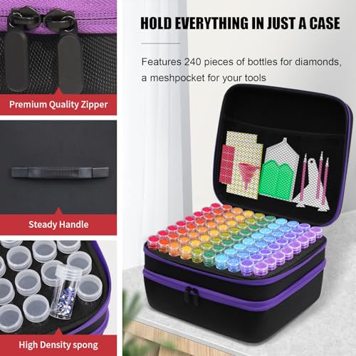 CAIOVSE Diamond Painting Storage Container 240 Slots Diamond Art Accessorie - color: Black, size: 240 jars