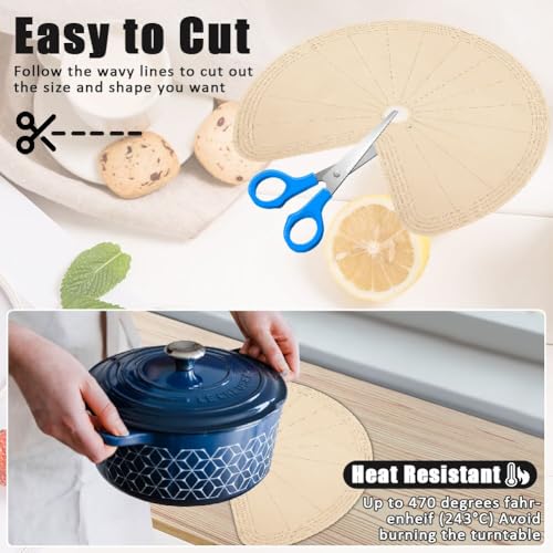 2 PCS 26" Lazy Susan Shelf Liner, Jaxbo Silicone Lazy Susan Liner for Dual Tier Pie Cut Organizer,Non-Slip Thermal Protection Mat - color: Khaki